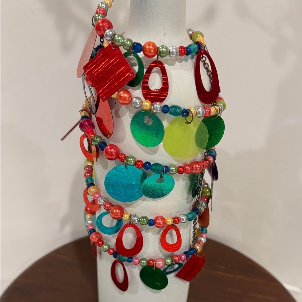 Decorative White Wine Bottle With Fireworks Beaded Stopper & Beads, Sequins Wrap - Picture 9 of 17
